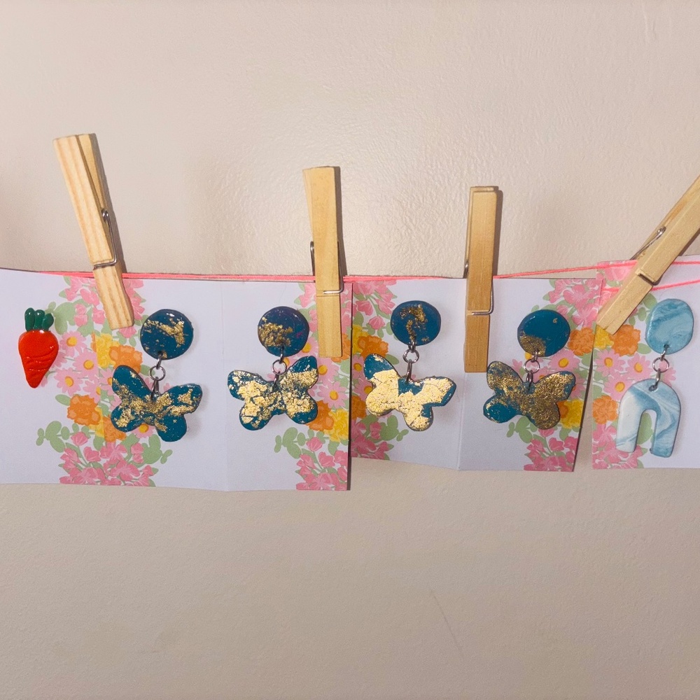 Home-made Clay Earrings using polymers clay.